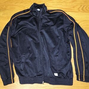 Soffe Men's Black Windbreaker with Orange Stripes